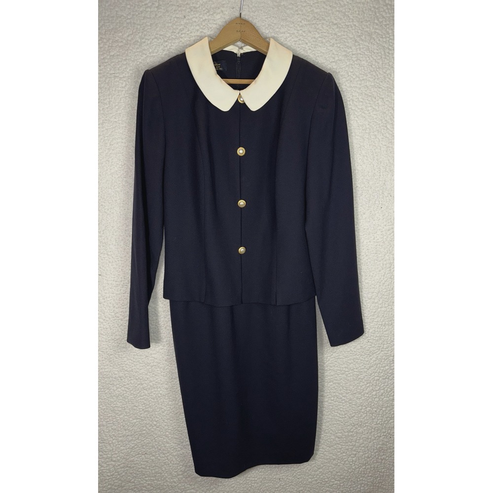 Vintage Brooks Brothers Womens suit dress navy blue size 4